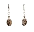Earrings - E342 - Genuine Leopard Skin Jasper Gemstone and Swarovski (tm) Crystal Beads ~ Oval