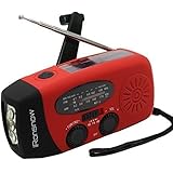 iRonsnow IS-088 Dynamo Emergency Solar Hand Crank Self Powered AM/FM/NOAA Weather Radio, LED Flashlight, Smart Phone Charger Power Bank with Cables(Red)