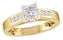 18k Yellow Gold Princess Cut Center with Round Side Stones Ring  (5/8ctw, G,  VS2)