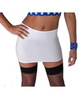 S31 White Nylon Lycra Micro Mini Skirt Bodycon Pull-on School Girl Costume