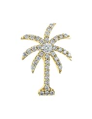 14K Yellow Gold 1 Ct Diamond Palm Tree Pendant (chain NOT included)