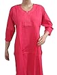 Boho Pintucks Pink Kurti Cotton Long Kurta