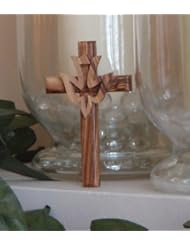 Earth Wood Hand Carved Cross with Dove Made in Bethlehem