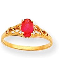 MadiK® Childrens 14K Yellow Gold Synthetic Oval Ruby Polished Ring Sz 3