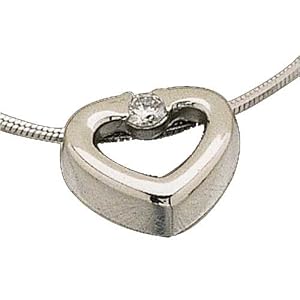 Platinum Diminutive Heart Diamond Pendant Necklace