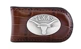 NCAA Texas Longhorns Tan Crocodile Leather Magnet Concho Money Clip, One Size