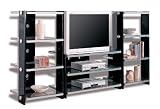 Modern Black Finish Metal & Glass Entertainment Center
