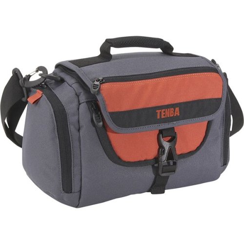 Tenba Xpress Large Shoulder Bag for a Digital or Film SLR with Lens Attached or Video Camcorder with Accessories, Gray with Orange Trim