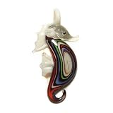 Sea Swirl Seahorse Glass Foil Pendant with Organza Choker