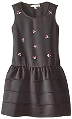 Girls Jeweled Polyester/Spandex/Scuba/Knit Sleeveless Tank Knee Length  Dress