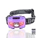 Headlamp - Waterproof IPX5 200 Lumens LED Head Lamp Flash Working Lights With 2 Light-Switch control And 5 Brightness Light Modes (Purple)