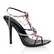 4 3/4 Inch Trendy High Heeled Shoes With Multi Colored Rhinestones Back Strap Mini-Platform Sandal