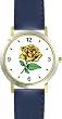 Yellow Rose - Flower - WATCHBUDDY&reg; DELUXE TWO-TONE THEME WATCH - Arabic Numbers - Blue Leather Strap-Women's Size-Small