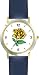 Yellow Rose - Flower - WATCHBUDDY&reg; DELUXE TWO-TONE THEME WATCH - Arabic Numbers - Blue Leather Strap-Women's Size-Small