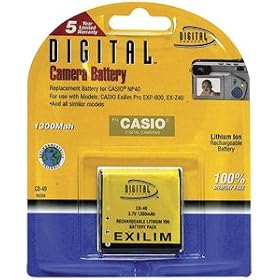 Digital Concepts CB40 Rechargeable Digital Camera Battery Equivalent to Casio NP-40 