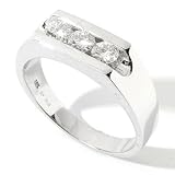 14K White Gold Three-Stone Channel Set Moissanite Size 11 Men's Ring