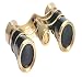 GSI Super Quality 3x25 Theater Binoculars Gold with Black Trim - Necklace Chain, Case and Cleaning Cloth Included - For Sports, Concerts, Surveillance, Travel Etc.