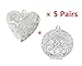 Yueton 10pcs Silver Round and Heart Shape Plated Photo Locket Frame Pendants (Silver)