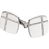 14K White Gold Diamond Cufflinks - 0.25 Ct.