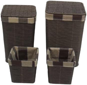 Inskeppa Laundry Hampers and Waste Baskets Sturdy Set of 4 Brown Baskets. Decorate Your Rooms with Matching Colors.