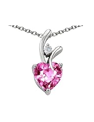 Original Star K (tm) Heart Shape 8mm Created Baby Pink Sapphire Pendant in 925 Sterling Silver