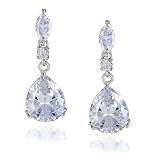 Sterling Silver Cubic Zirconia Pear-Shaped Drop Earrings by Cheline
