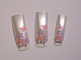 100 White Pearlescent Floral Nail Art Tips in Sizes 1 - 10