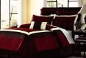 12 PC. CLASSIC SUPER BED IN A BAG COMFORTER SET W/ MATCHING PILLOWS QUEEN BURGUNDY