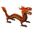 Hand-carved Hand-painted Fiery Crouching Dragon (Thailand)