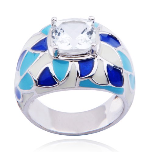 Sterling Silver White Topaz Ring, Size 7