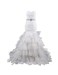 Satin Sleeveless Sweetheart Lace-Up Mermaid Wedding Dress  With a Sash 