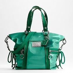 Coach Patent Leather Convertible Shoulder Bag Purse 13835 Spearmint
