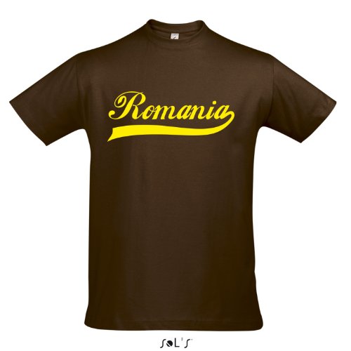 T-Shirt – Romania Oldschool Rumänien LÄNDERSHIRT EM / WM FAN Trikot S-XXL , Earth – gelb , XXL