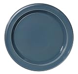 Emile Henry - 979226 - Lot de 4 Assiettes Plates - Céramique Émaillée - Coloris Bleu Pavot - Diamètre: 28 cm