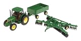 1:32 John Deere 6410 Tractor with Barge Wagon & Disk