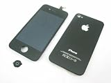 Apple iPhone 4 S 4S 4GS ~ Black Full LCD Screen Display + Touch Screen Digitizer Front Glass Plastic Lens Part Assembled Together + Full Plastic Glass Back Battery Cover Door Case Housing Fascia Plate Panel ~ Mobile Phone Repair Parts Replacement