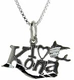 Sterling Silver I Love Kona Talking Charm
