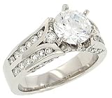 2 Row Round Diamond Engagement Ring .87cttw (CZ ctr)