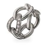 Designer Style Sterling Silver and CZ Chain Link Ring