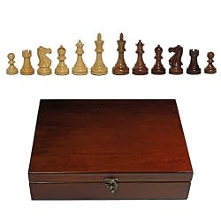English Chess Pieces - Double Weighted w/ Wooden Box