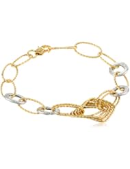 14k Italian Yellow and White Gold High Polished and Diamond Cut Multi Link Bracelet, 7.25"