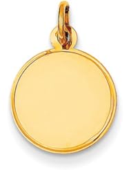 14k Yellow Gold Plain .013 Gauge Engravable Round Disc Charm. Metal Wt- 0.56g