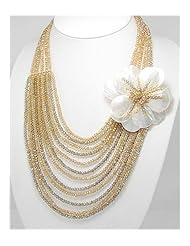 Flower Mother of Pearl Necklace In 92.5 Sterling Silver