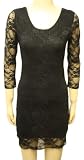 Ladies Lace Lined Bodycon Scoop Neck Long Sleeve Womens Short Stretch Dress Sizes 8 - 14