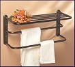 Oil Rubbed Bronze Hotel Towel Shelf or Train Rack with Double Bar