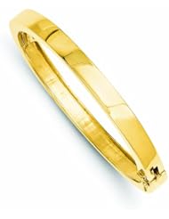 14K Gold 6.3mm Polished Solid Hinged Bangle Bracelet