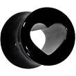 0 Gauge Black Acrylic Hollow Heart Saddle Plug