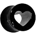 0 Gauge Black Acrylic Hollow Heart Saddle Plug