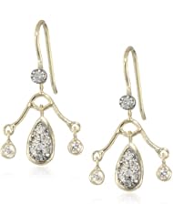 Moritz Glik "New Wave" 18K Yellow Gold and Diamond Pave Bead Earrings