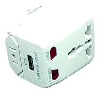 Digipower ACP-WTA World Travel Adapter with Built-in USB Charger (White)